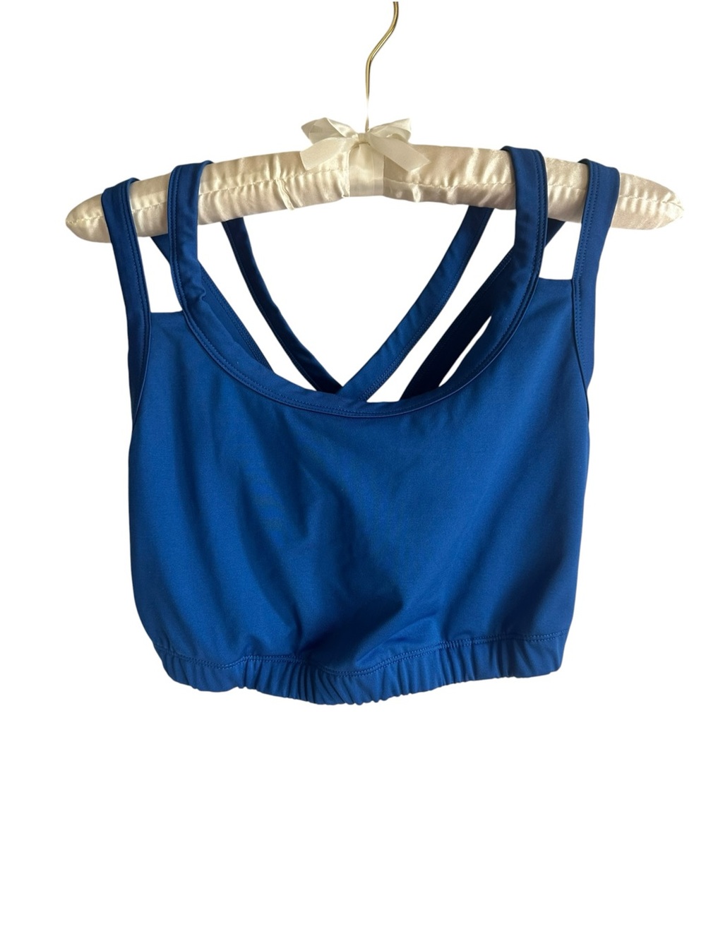 KIAVA Endurance Sports Bra Women’s Size Large Blue High Impact Criss Cross Back